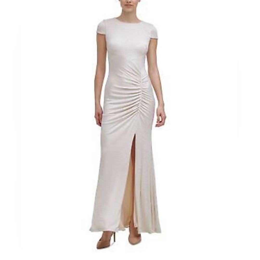 Calvin Klein Stretch Cap Sleeve Full-Length Formal Gown Dress Prom
